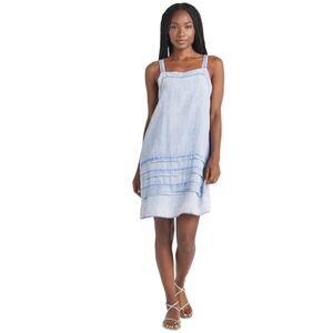 Splendid Indigo Lyocell Chambray Mini Dress L Pockets Square Neck NWT